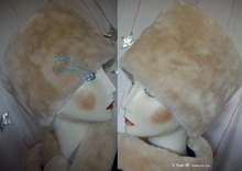 chapeau toque élégante blanc crème écru  56-57, fausse fourrure, élégance hiver 2012