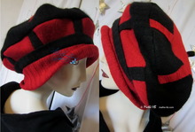 Herbst Mütze, 59-62, schwarz und rot, verfilzte Woll gestrickter, Winter Hut