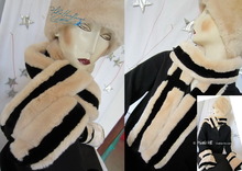 eccentric scarve, white cream and black, faux fur, 2012 elegant winter