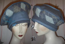 Mütze, grau Öl-blau, Verfilzte Wolle, Herbst Winter Hut