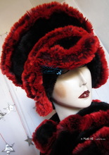 toque chapka noire et rouge prune, S-M, chapeau hiver