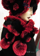scarve, 2 PomPom, black and red faux-fur, 2012-2013 winter