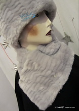 collar scarve,white gray pearl and white-snows faux fur, winter