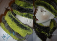 reversible collar - fake fur, green-flash-yellow 
