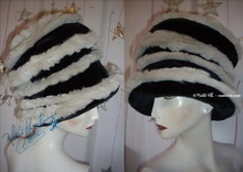 chapeau toque spirale, sable blanc loup et noir irisé gris, retro-futuriste, hiver 2012-2013