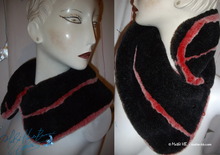 removable reversible collar, faux fur, black, red,