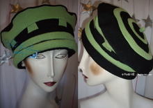 Hut, Mütze, 58-59/L, exzentrisch, schwarz und apfelgrün 