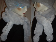 white gray pearl elegant scarve, 2 PomPom, 2012 winter faux fur 