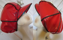 Ballon-regenmütze, 59/62, rot und schwarz, retro exzentrisch, Vinyl, Ölstoff