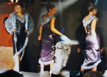violett Kleid, kunstpelz und Vinyle, Fest, Show Kostüm 