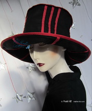 chapeau-été soleil-psychédélique noir et rouge, XL