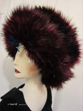 excentric hat, XS-M, wine-red, black, plum faux-fur, 2012-2013 winter hats elegance