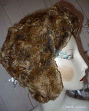 cap, grey and rust crumpled faux-fur, 58-61, imitation mink