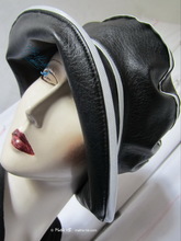 rain hat, black and pearly-white pearl, S-M