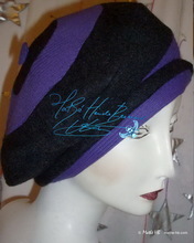 Mütze, violet gestrickter und schwarz wool, Herbst Winter Hut