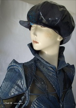  rain cap, navy-blue-jean, L-unisex, gavroche retro-style rain-cap