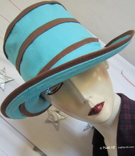 summerhat, turquoise Nil and chestnut cotton, L
