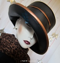 rain-hat to-order, ebony-black and bronze coppered, unisex rain-headgear