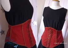 ceinture d'ornement en lin & coton brique & rouge